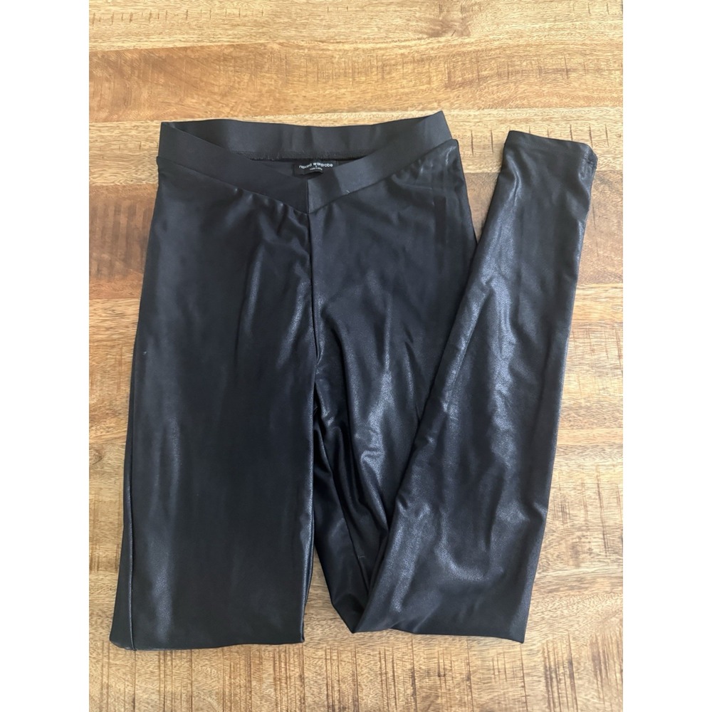 Naked Wardrobe Faux Leather Leggings Black High Rise Stretch Pants Women S